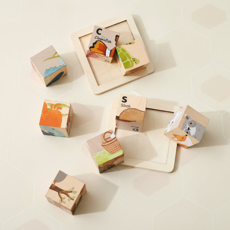 Puzzle en bois animaux Montessori 6-en-1
