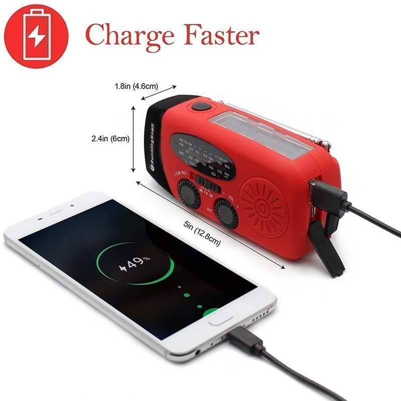 Radio d'urgence à manivelle avec lampe de poche et batterie externe