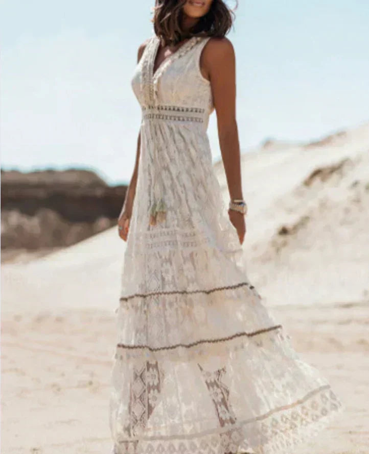 Robe bohème col V élégante et aérienne