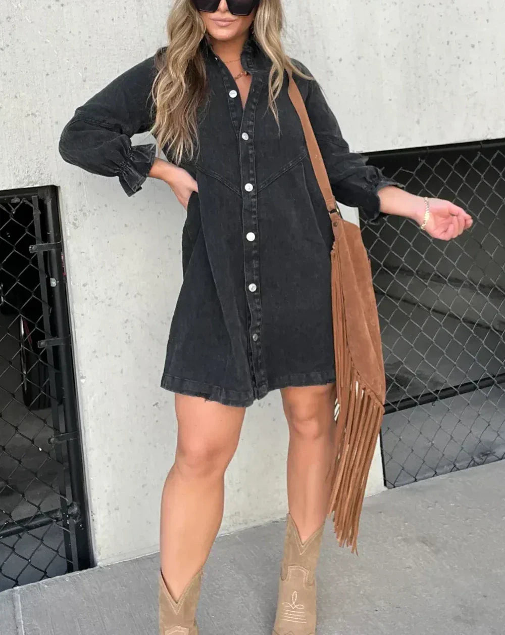 Robe chemise mini pour femme avec boutons