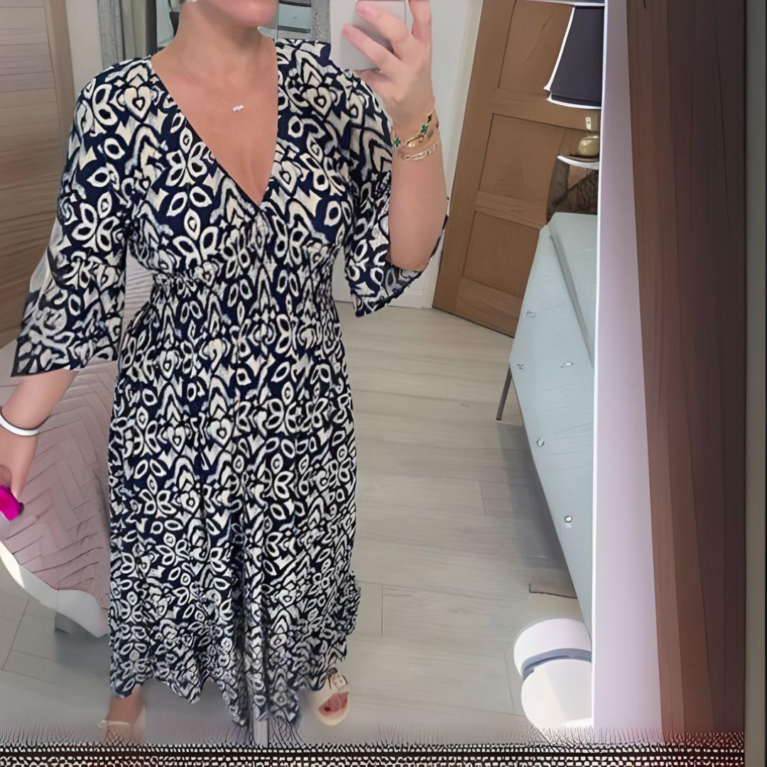 Robe évasée pour femme à imprimé boho