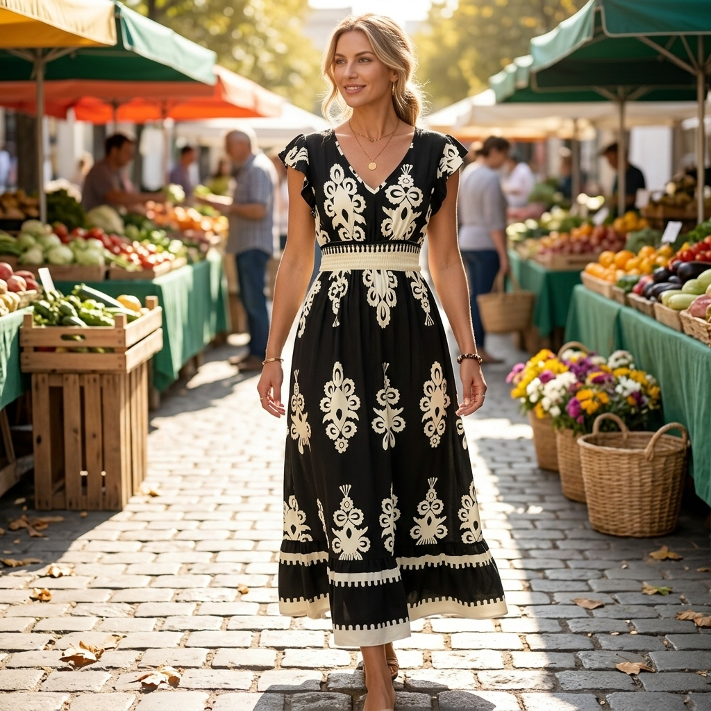 Robe maxi à imprimé baroque pour femme