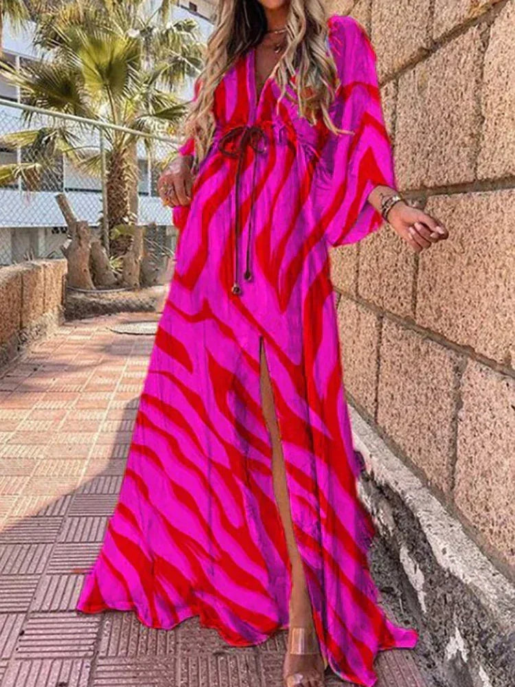 Robe maxi colorée à imprimé graphique