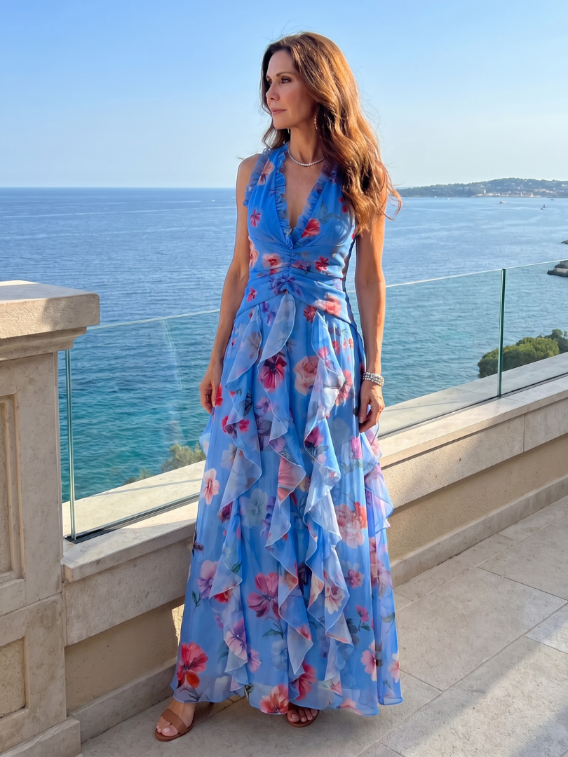 Robe maxi pour femme à col halter