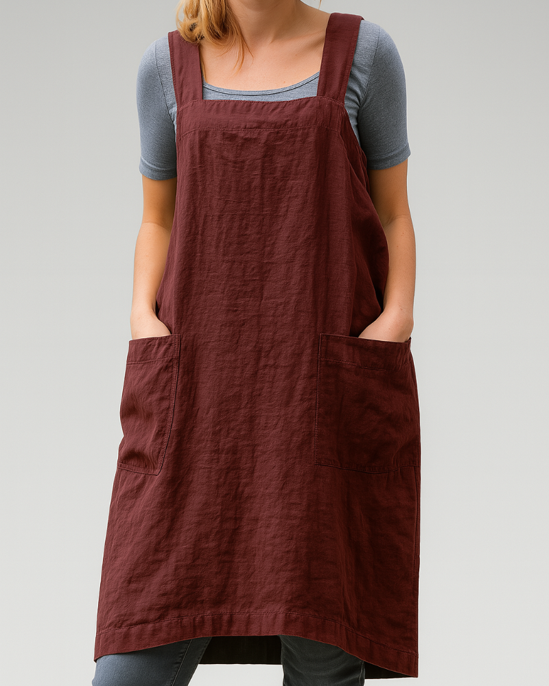 Robe midi sans manches coupe tablier femme