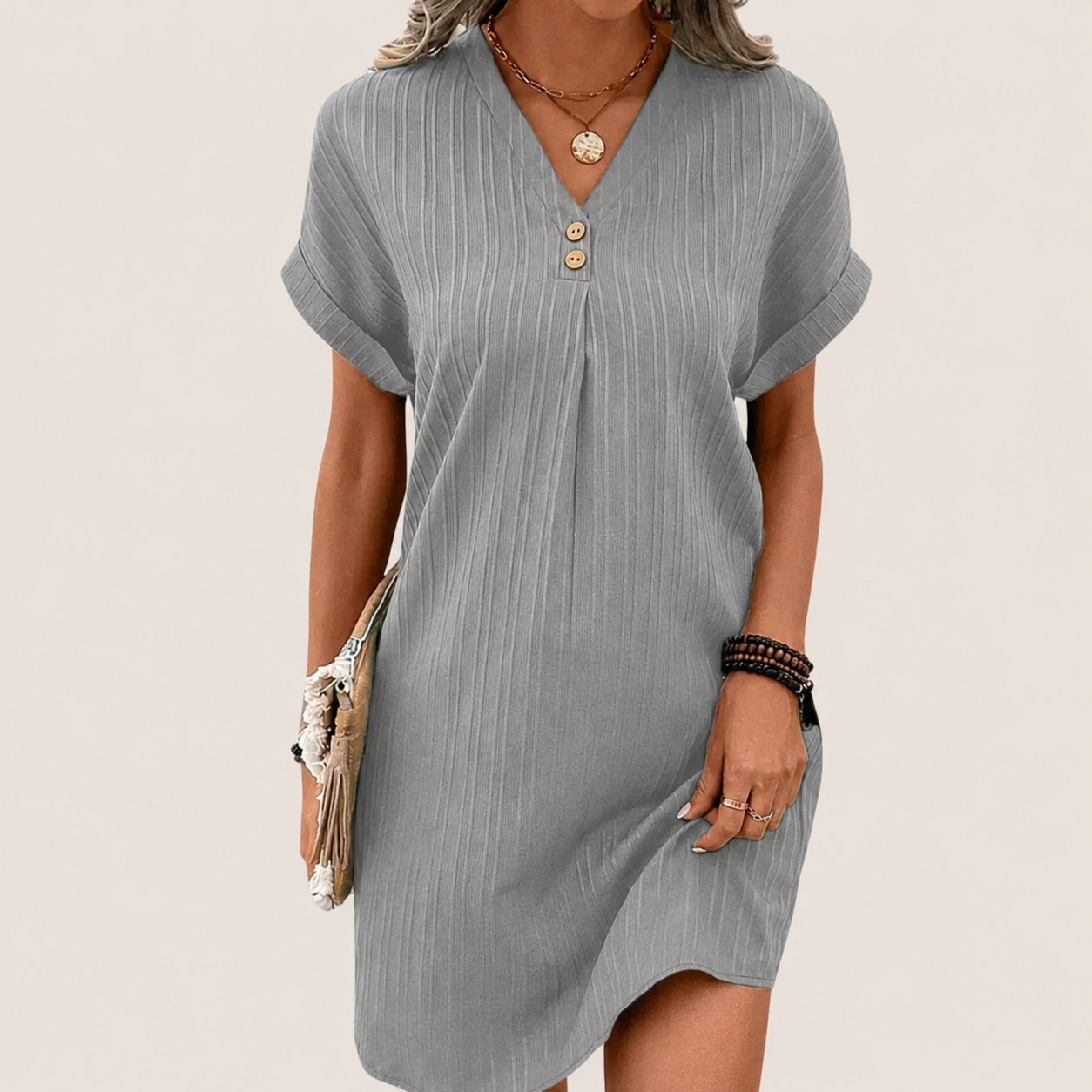 Robe mini pour femme avec col en V