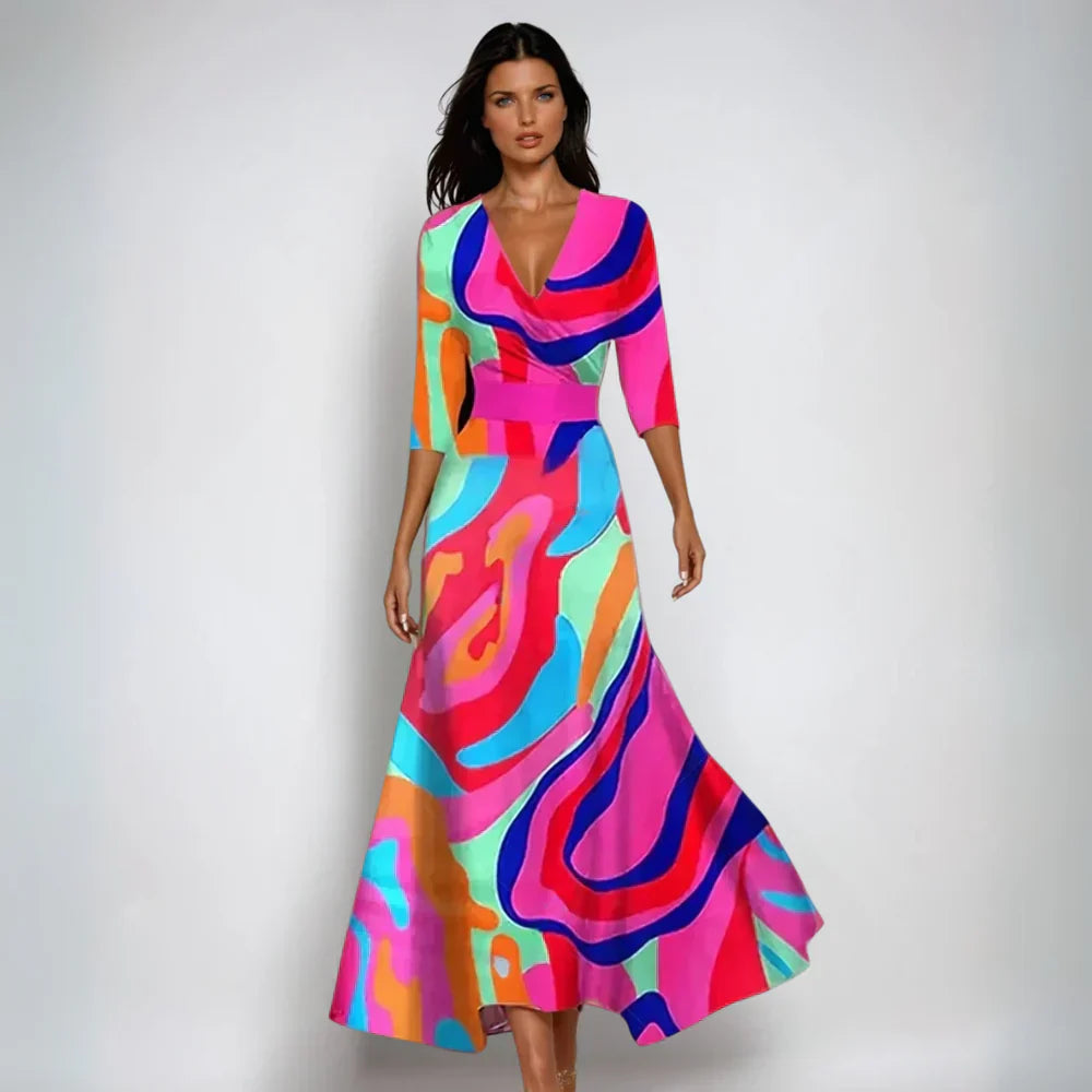 Robe portefeuille maxi à motif floral