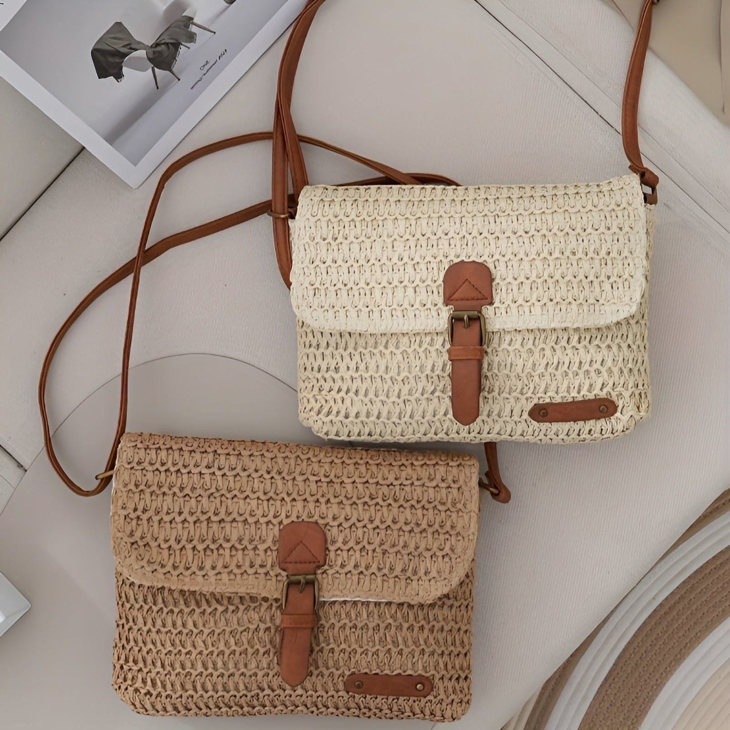 Sac à bandoulière en paille style vintage pour l'été