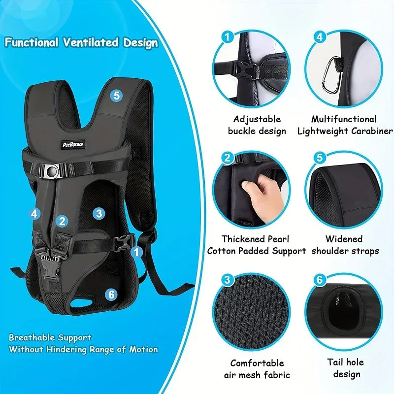 Sac à dos porte-chien ventral pour aventures en plein air