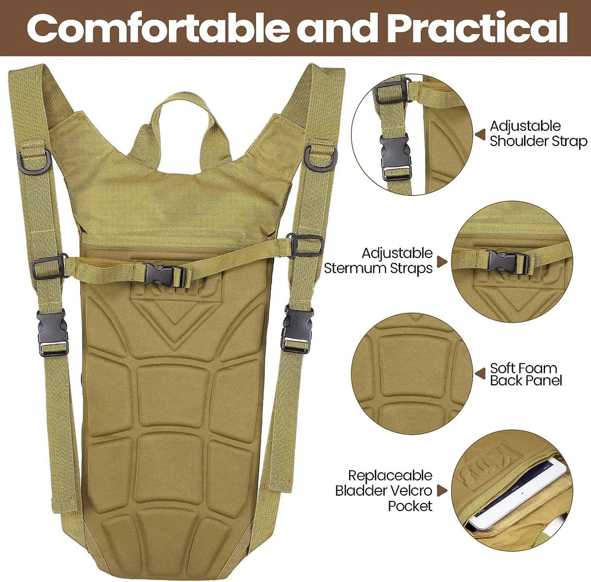 Sac d'hydratation tactique avec poche à eau de 3 L