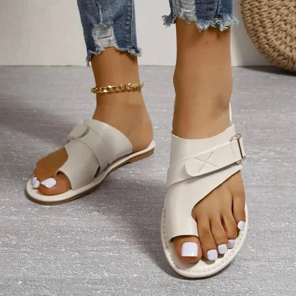 Sandales orthopédiques en cuir pour femme avec correction de l'hallux valgus