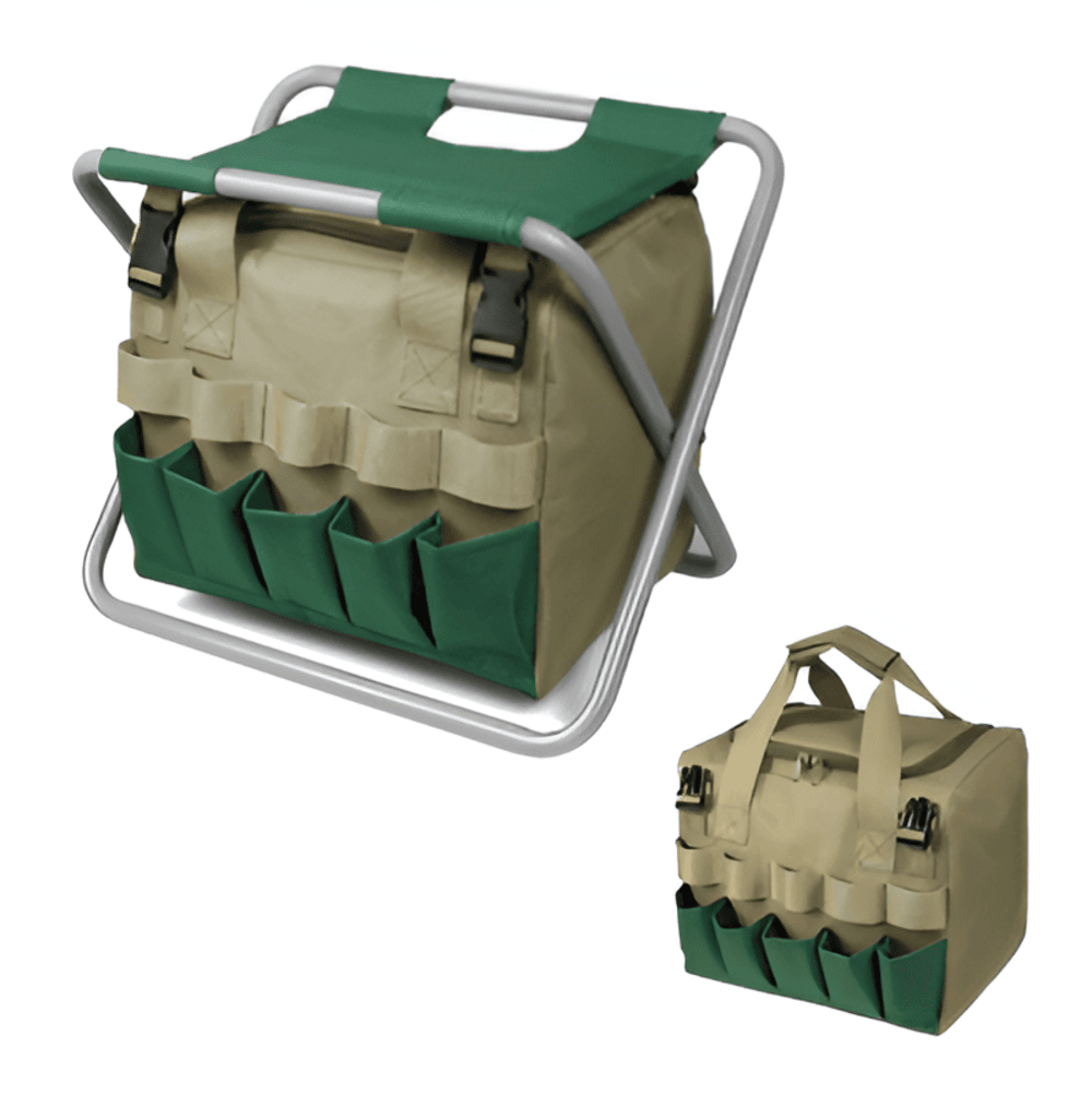 Set d'outils de jardinage 6 pièces avec tabouret pliant et sac de transport