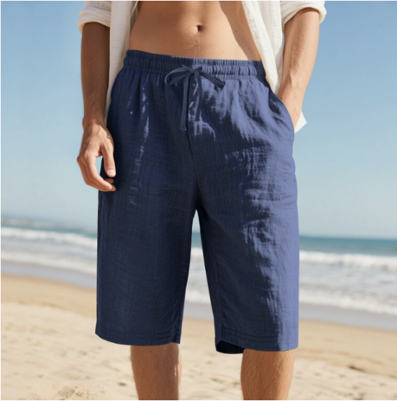 Short chino à taille élastiquée pour homme, longueur genoux