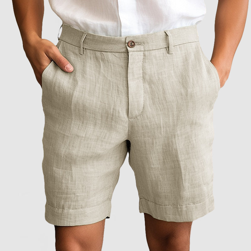Short homme élégant sans pince avec revers