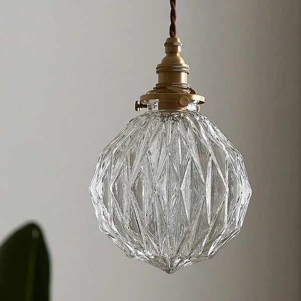 Suspension industrielle avec abat-jour en verre transparent