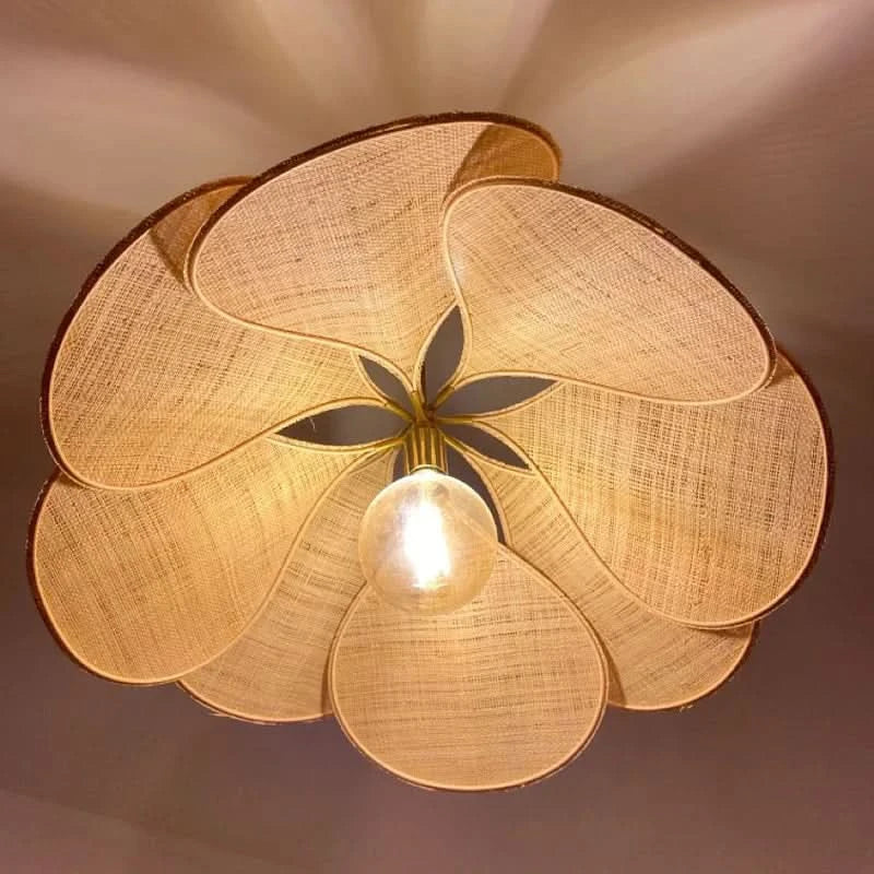 Suspension luminaire à abat-jour en tissu chaud avec motif floral
