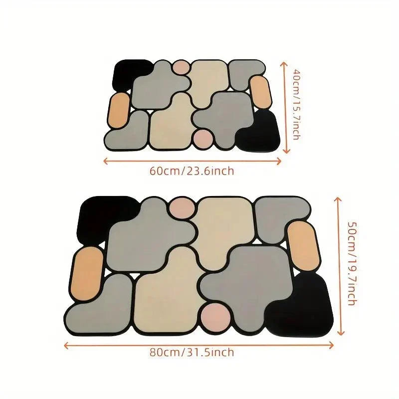 Tapis de bain antidérapant en diatomée motif puzzle