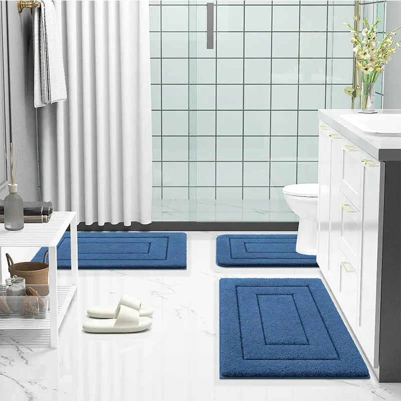 Tapis de bain antidérapant en microfibre à double couche, absorbant et doux