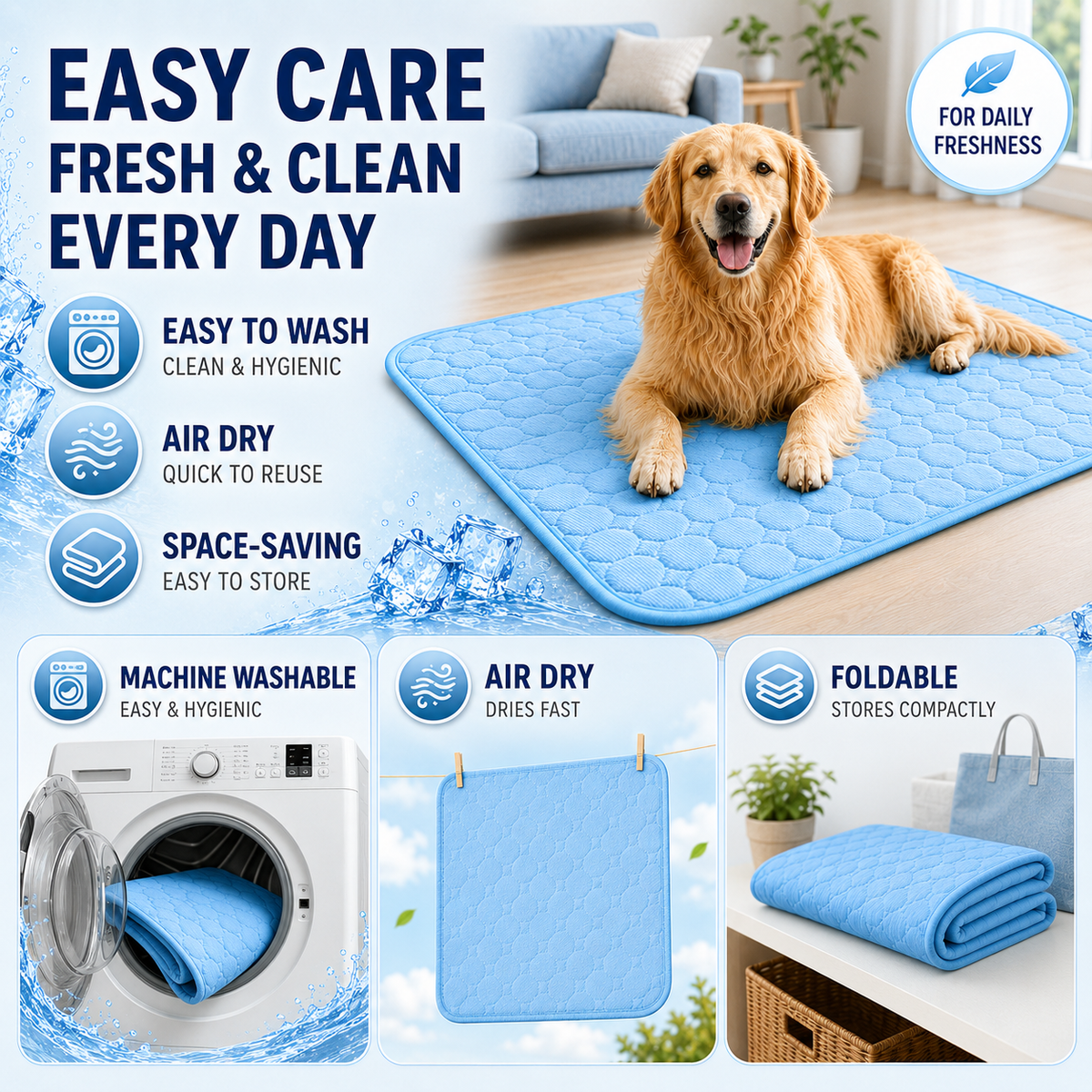 Tapis rafraîchissant lavable pour animaux de compagnie