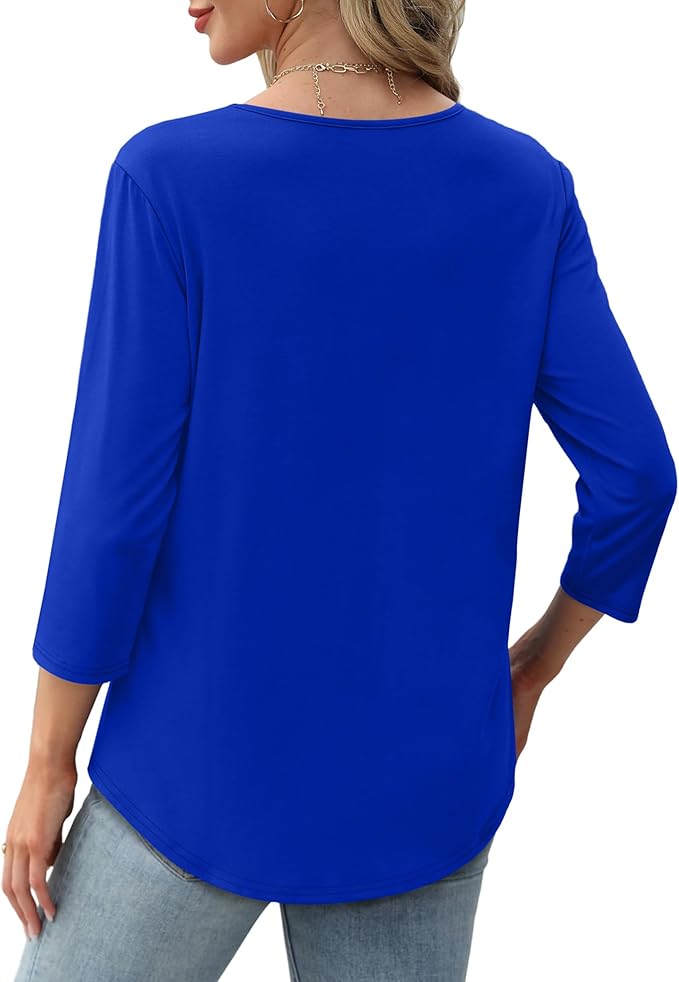 Top structuré pour femme à manches 3/4 - Blouse confortable pour le bureau et les loisirs