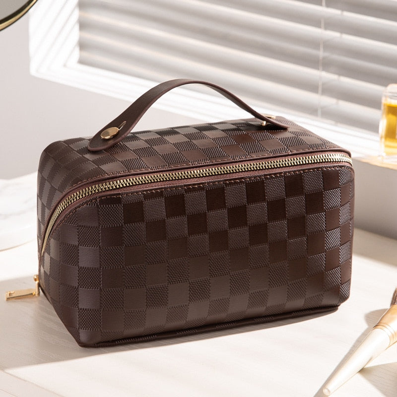 Trousse de maquillage à carreaux de luxe