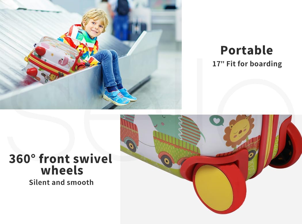 Valise enfant 2 en 1 ride-on avec roues 360°