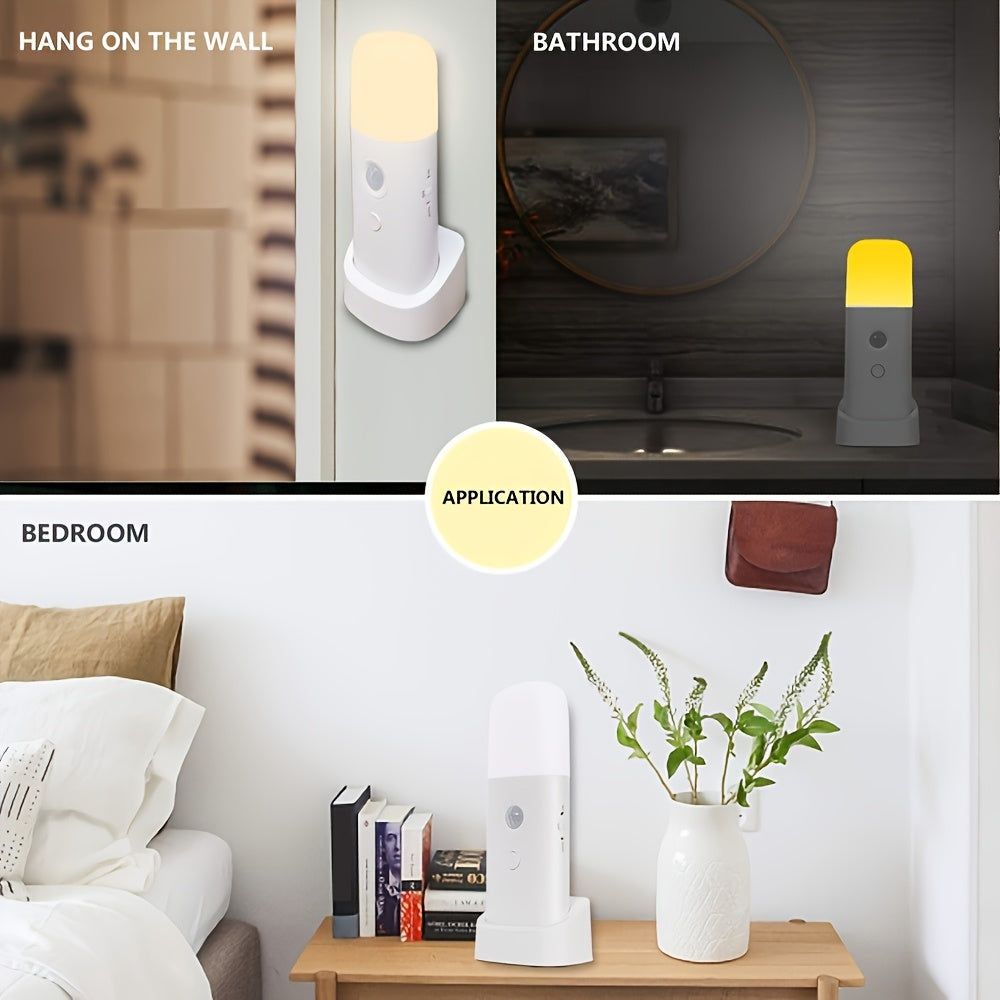 Veilleuse LED avec capteur de mouvement, rechargeable USB et luminosité ajustable pour chambres et couloirs