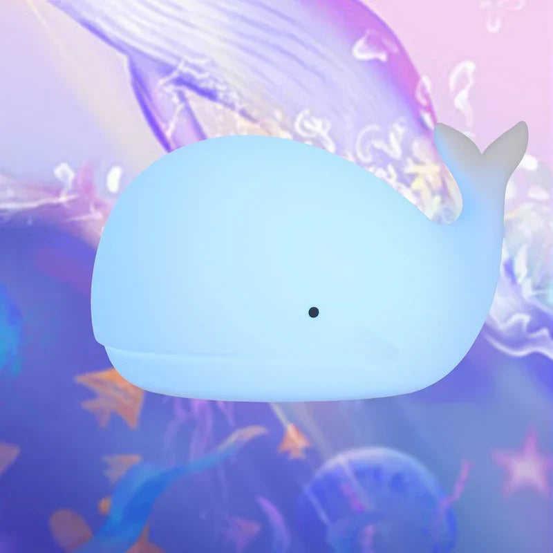 Veilleuse mignonne en forme de baleine avec changement de couleur