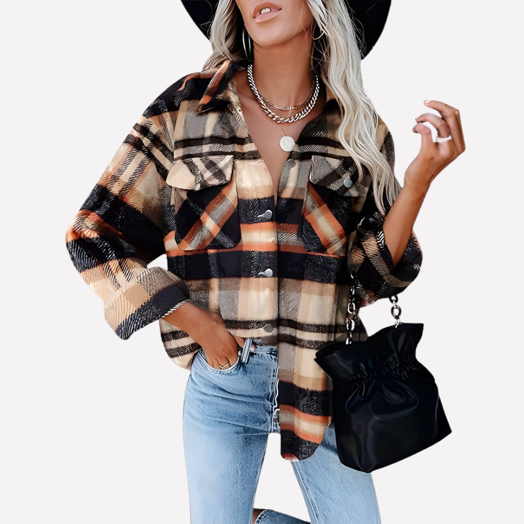 Veste-chemise à carreaux pour femme