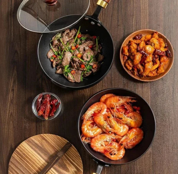 Wok en fonte - Revêtement antiadhésif sans revêtement toxique