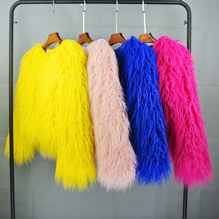 Women's Faux Fur Coat with Long Sleeves