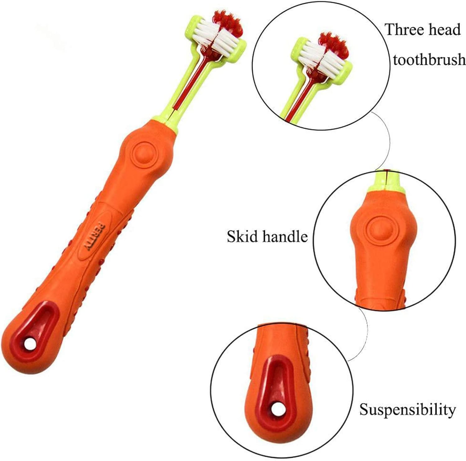 2-Piece Triangular Pet Toothbrush - Tartar Control for Healthy Teeth