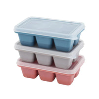 3 bacs à glaçons en plastique avec couvercle - 6 compartiments