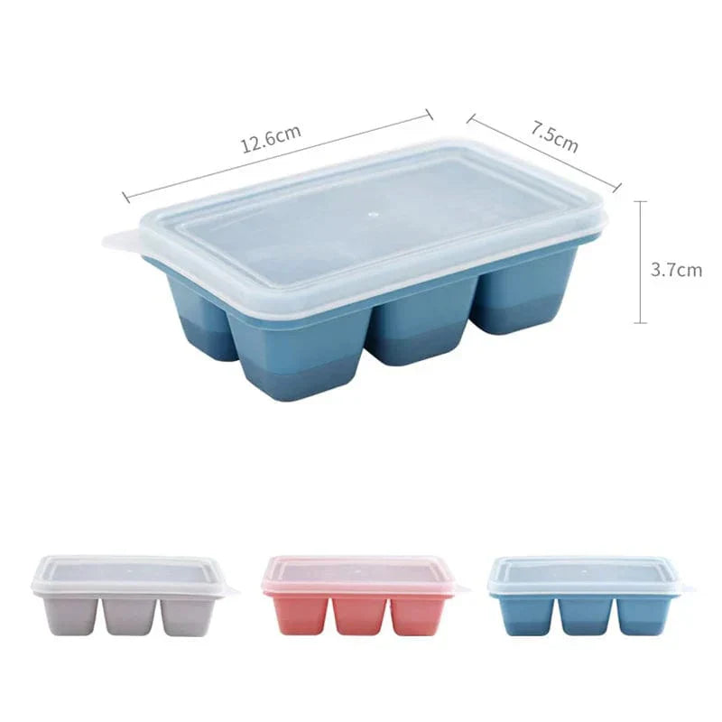 3 Plastic Ice Cube Trays with Lid - 6 Compartments