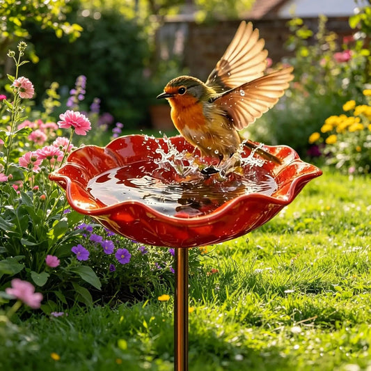 Abreuvoir pour oiseaux fait main en forme de fleur – donnez de la vie à votre jardin