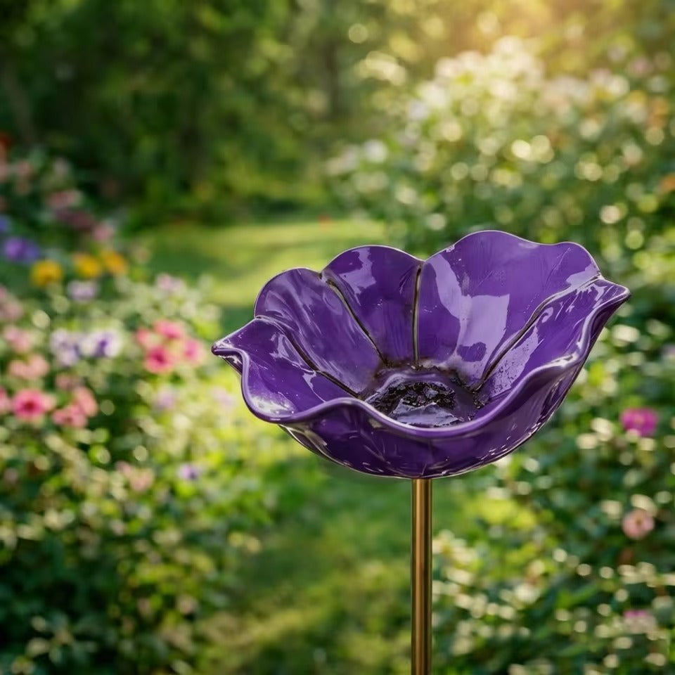 Abreuvoir pour oiseaux fait main en forme de fleur – donnez de la vie à votre jardin