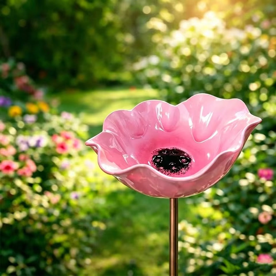 Abreuvoir pour oiseaux fait main en forme de fleur – donnez de la vie à votre jardin