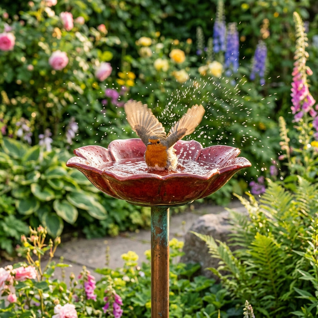 Abreuvoir pour oiseaux fait main en forme de fleur – donnez de la vie à votre jardin