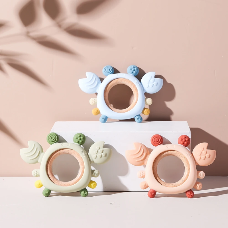 Anneau de dentition crabe en silicone pour bébé