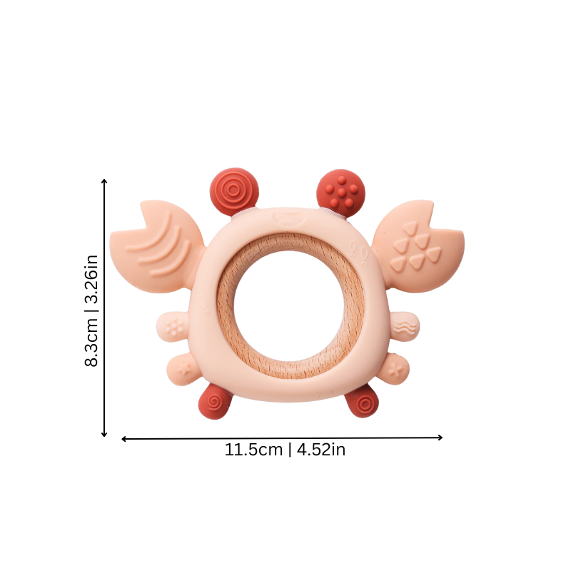 Anneau de dentition crabe en silicone pour bébé