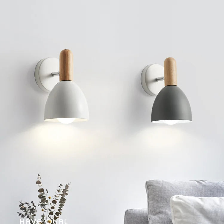 Applique murale en bois style scandinave | Lumière de nuit ajustable