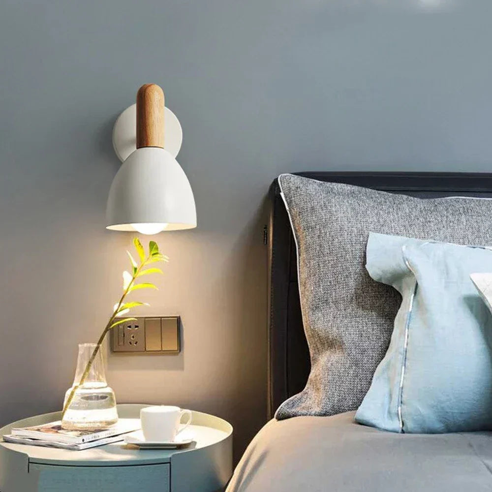 Applique murale en bois style scandinave | Lumière de nuit ajustable