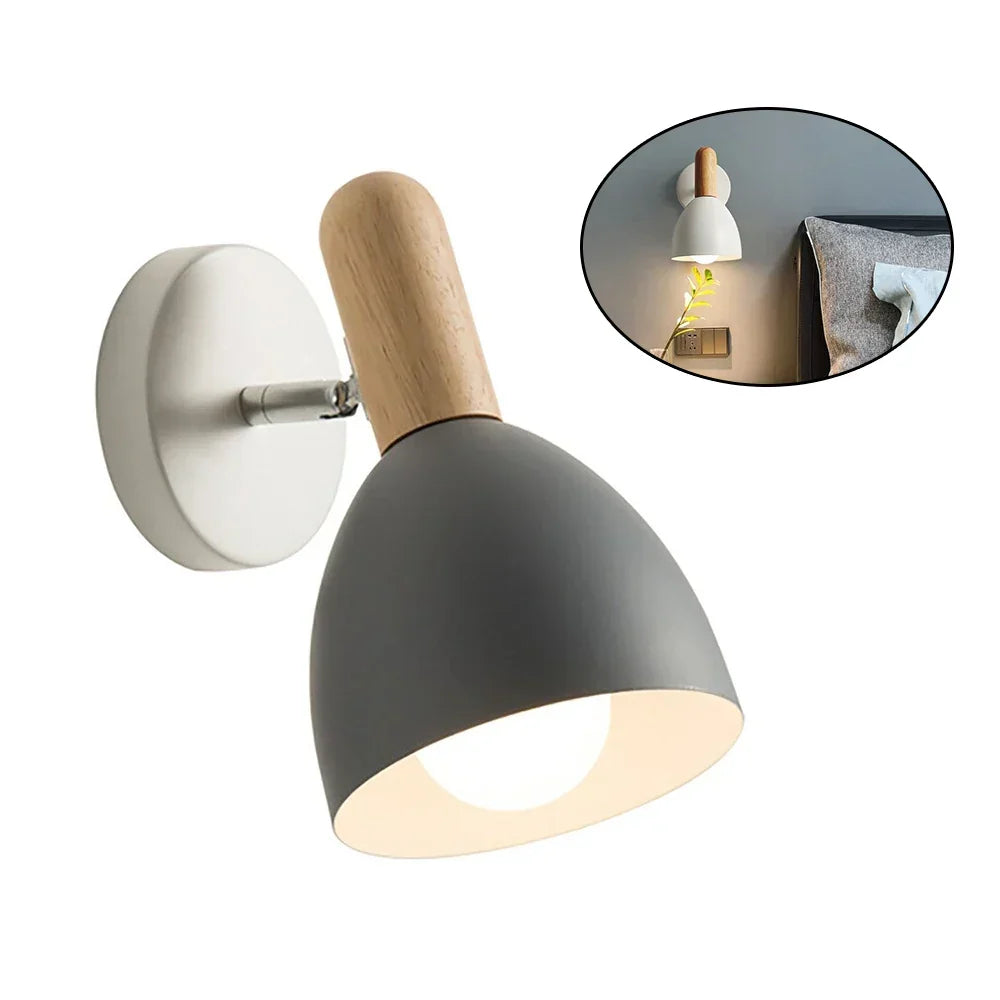 Applique murale en bois style scandinave | Lumière de nuit ajustable