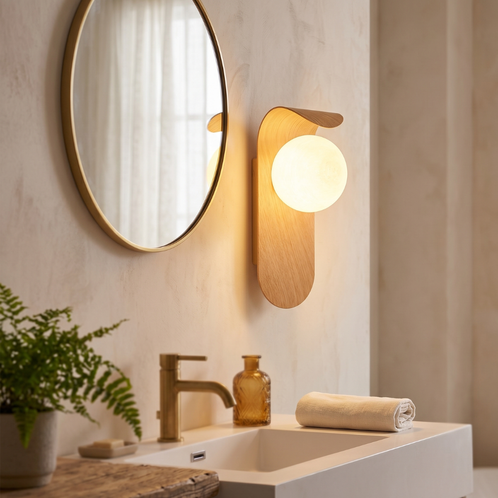 Applique murale globe mat, luminaire résistant à l'humidité pour salle de bain ou extérieur