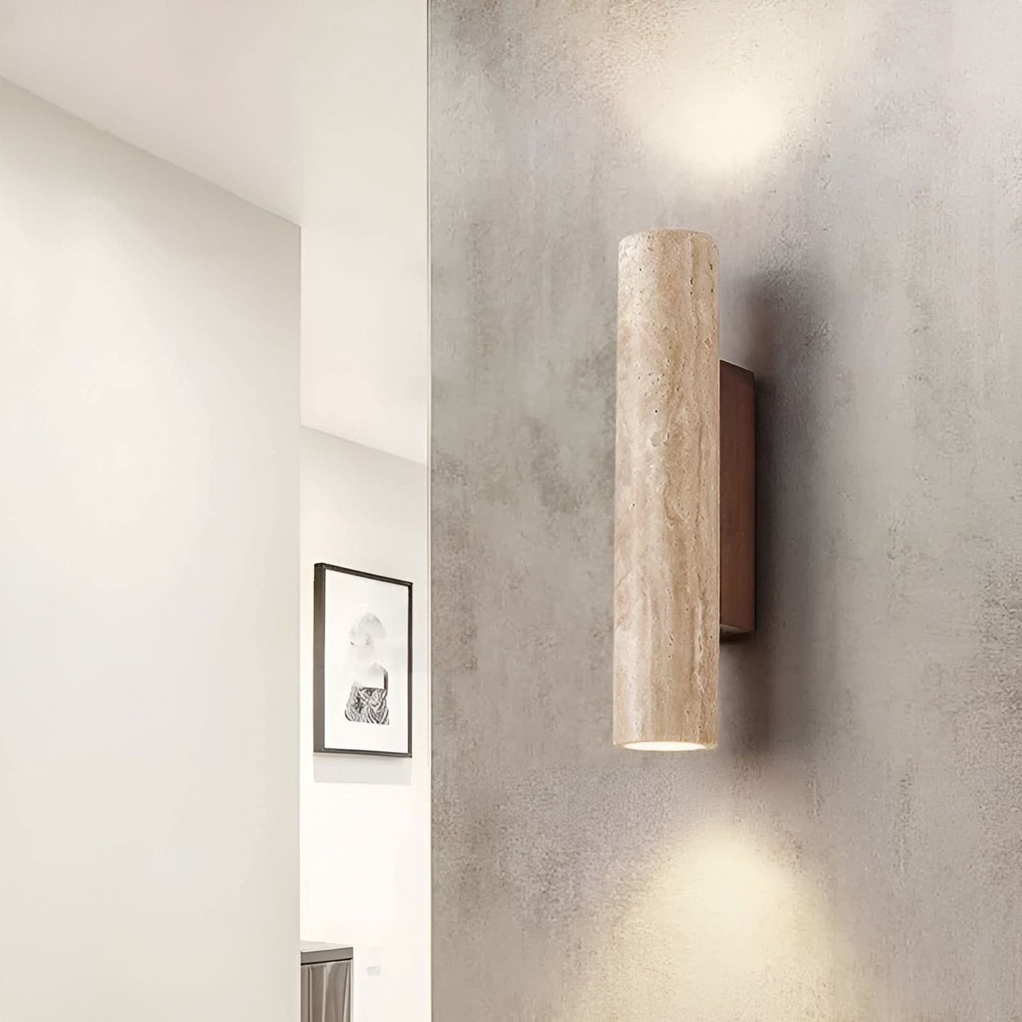 Applique murale LED en travertin – Lampe de style wabi-sabi