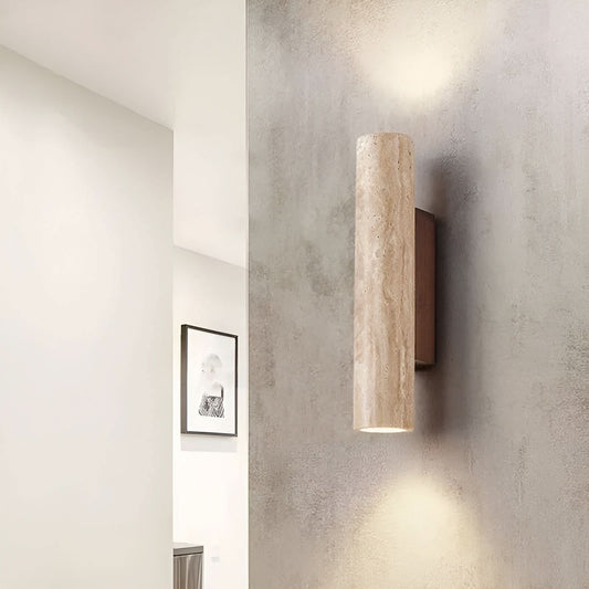Applique murale LED en travertin – Lampe de style wabi-sabi