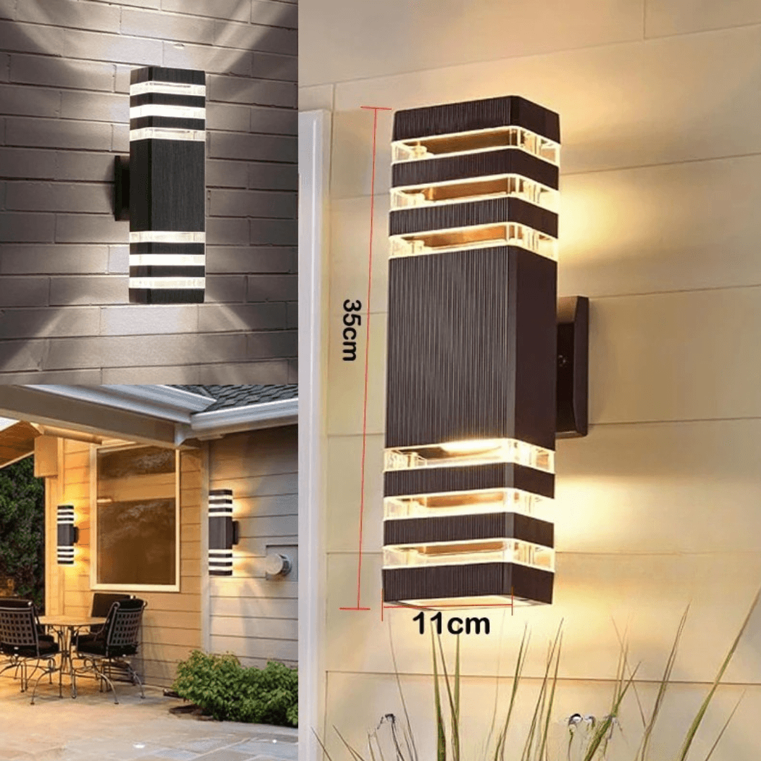 Applique murale LED extérieure moderne IP65, design bidirectionnel haut et bas, culot E27