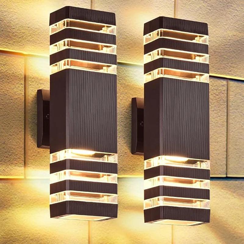 Applique murale LED extérieure moderne IP65, design bidirectionnel haut et bas, culot E27