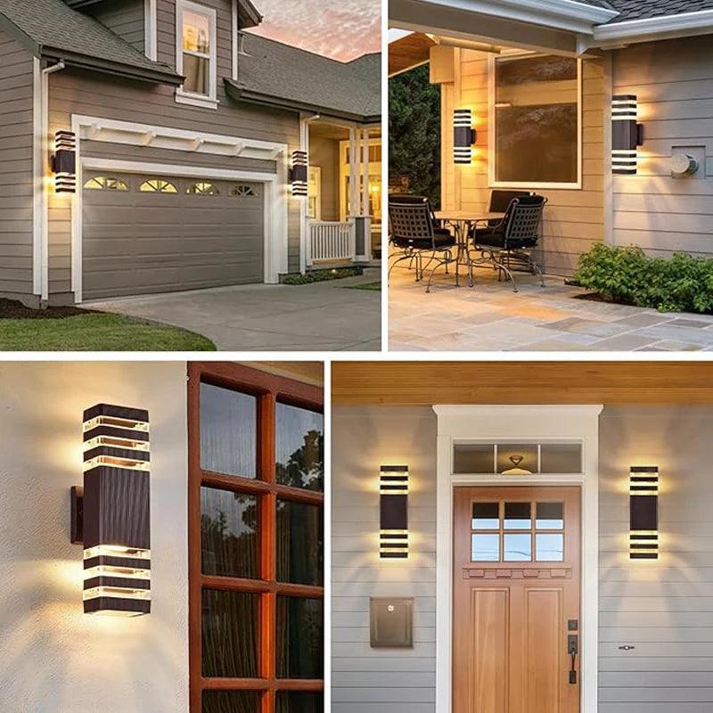 Applique murale LED extérieure moderne IP65, design bidirectionnel haut et bas, culot E27
