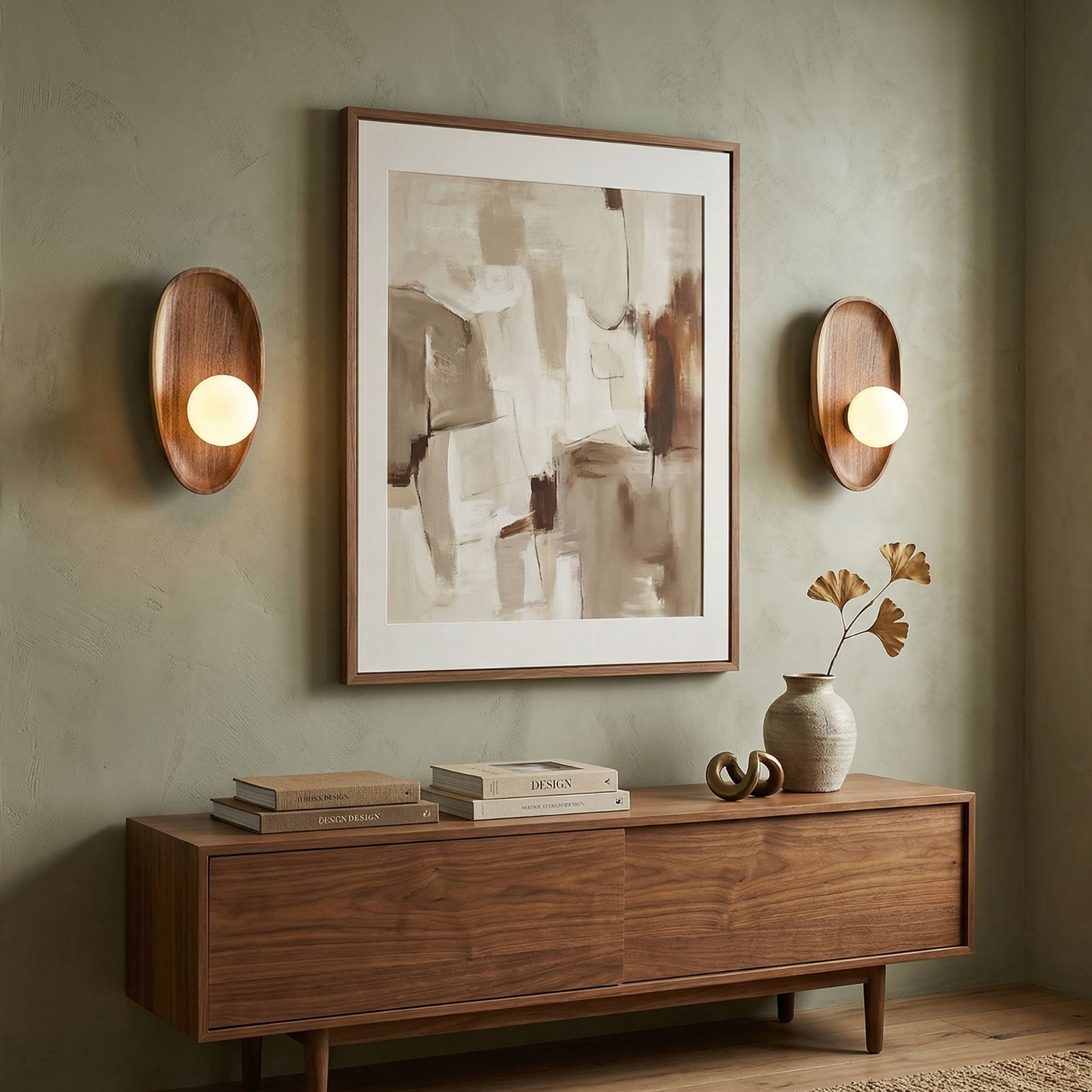 Applique murale LED minimaliste avec détail bois naturel